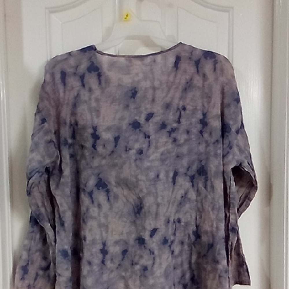 LOGO by Lori Goldstein Purple and Blue Tie-Dye Blouse - Picture 9 of 13